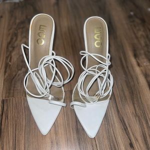 Lace up White Heels